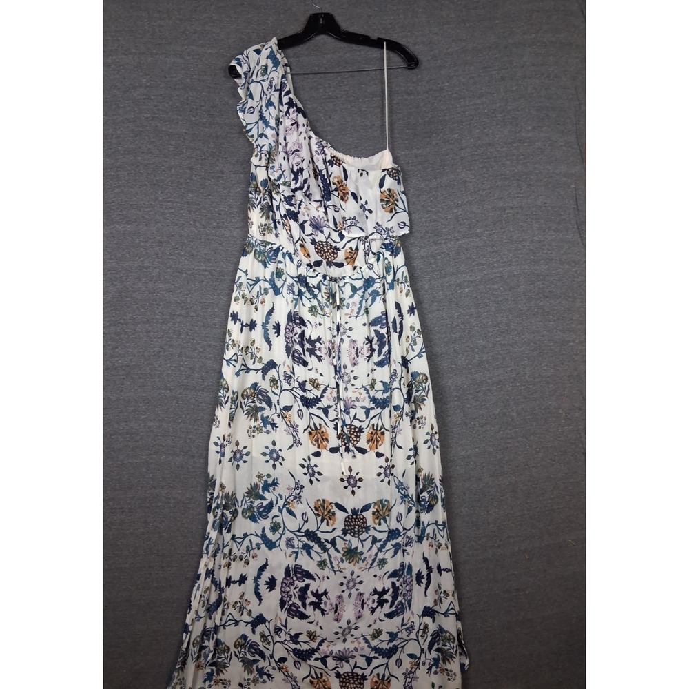 Lucky Brand Womens Dress Large White Floral‎ One Shoulder Maxi Skylar Feminine